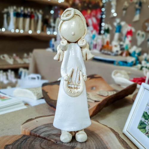 Figurka anioła Szarpidruta - biała -  27 x 8 cm figurka dekoracyjna