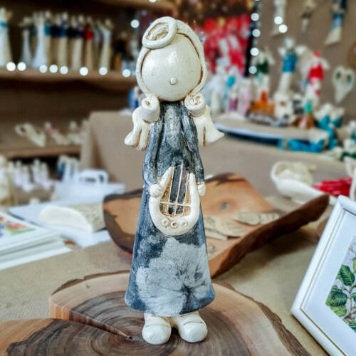 Figurka anioła Szarpidruta - szara -  27 x 8 cm figurka dekoracyjna