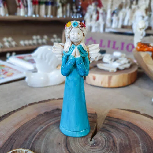 Figurka anioła Eva - turkusowa -  15 cm figurka dekoracyjna