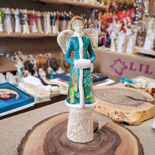 Figurka Gia Leaf - turkus -  30 x 14 cm figurka dekoracyjna