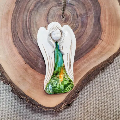 Liolinka Lilionka - z zielonym -  14 x 9 cm figurka dekoracyjna