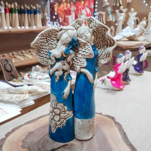 Figurka anioła Nora & Ellie - turkus całe -  27 x 14 cm figurka dekoracyjna