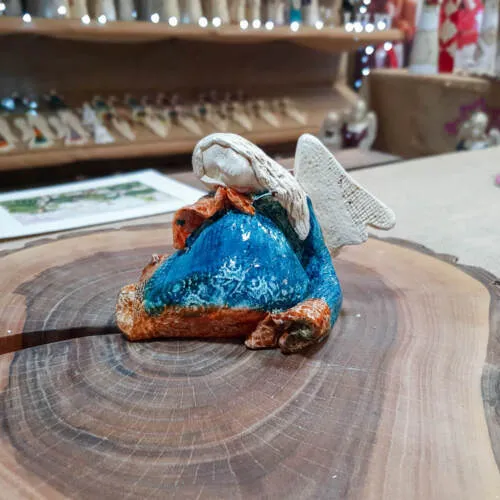 Śpiący aniołek - turkus B -  figurka dekoracyjna