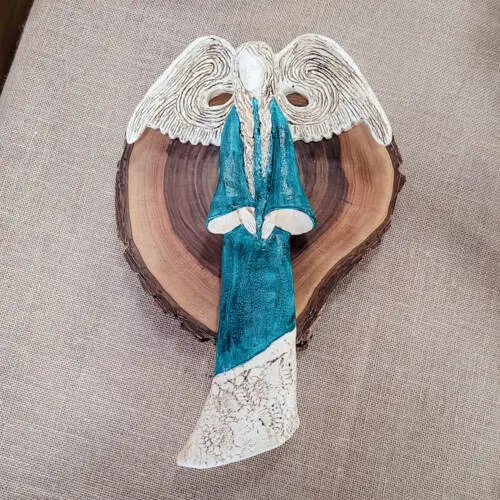 Figurka anioła Clara - turkus -  40 x 28 cm figurka dekoracyjna