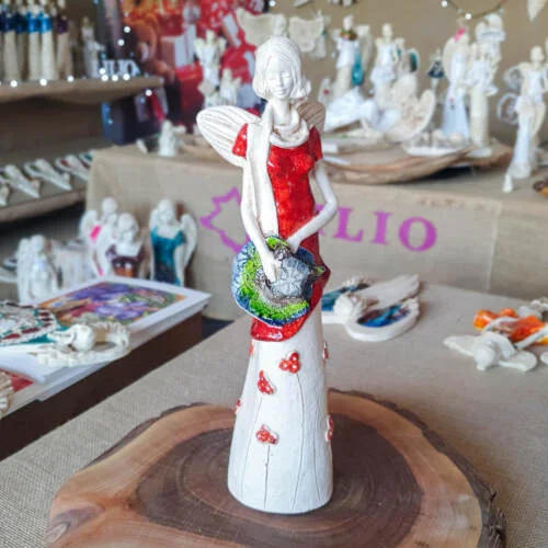 Figurka anioła Sunday Rose - pomarańcz -  32 x 15 cm figurka dekoracyjna