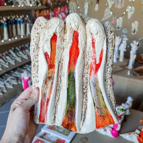 Figurka aniołów Wiara Nadzieja Miłość - pomarańcz -  28 x 20 cm figurka dekoracyjna