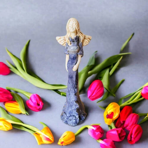 Figurka anioła Margaret - jasny granat -  32 cm figurka dekoracyjna