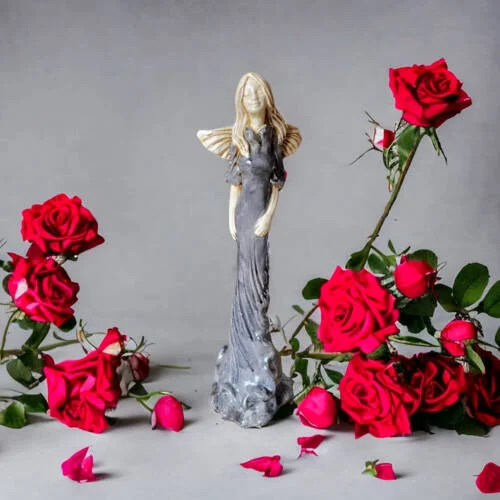 Figurka anioła Margaret - szary -  32 cm figurka dekoracyjna