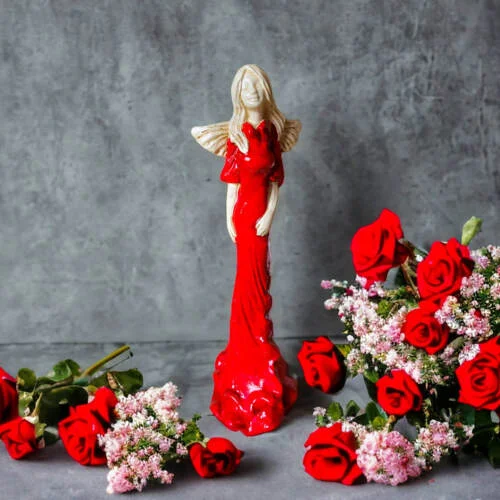 Figurka anioła Margaret - czerwona -  32 cm figurka dekoracyjna