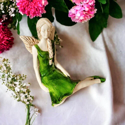 Figurka anioła Matilda - zielona -  15 cm figurka dekoracyjna