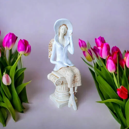Figurka anioła Megan - biała -  20 x 9 cm figurka dekoracyjna