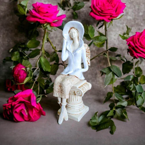 Figurka anioła Megan - biała -  20 x 9 cm figurka dekoracyjna