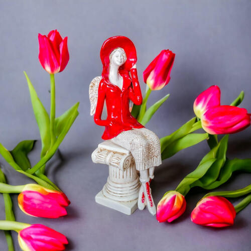 Figurka anioła Megan - czerwona -  20 x 9 cm figurka dekoracyjna