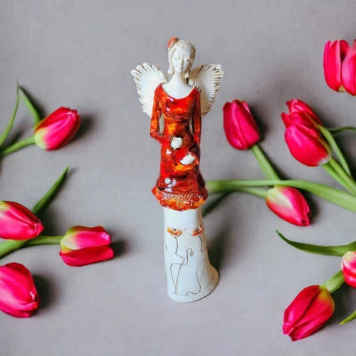 Figurka anioła Mia - brąz pomarańcz -  40 x 16 cm figurka dekoracyjna