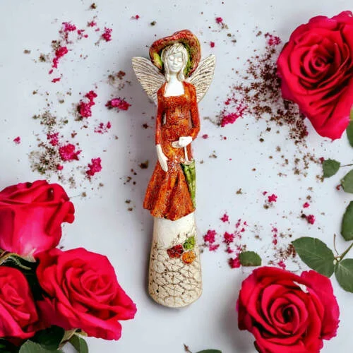 Figurka anioła Olivia - pomarańcz -  32 x 15 cm figurka dekoracyjna