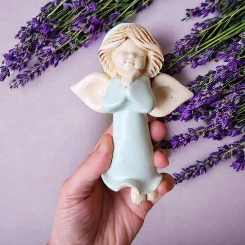 Figurka anioła Adam - wisząca seledyn -  13 cm figurka dekoracyjna