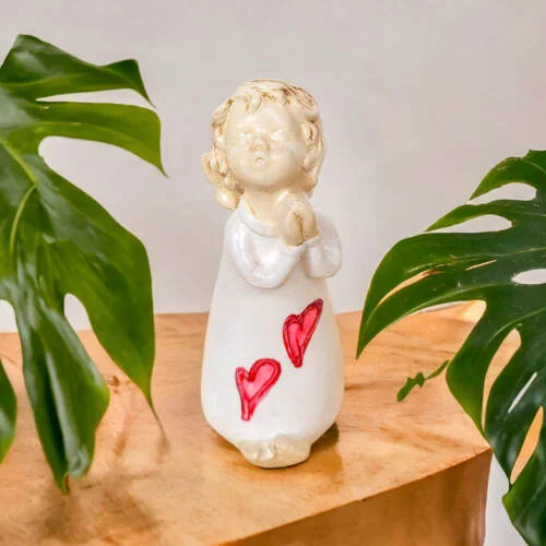 Figurka anioła Marcela - biały -  15 x 7.5 cm figurka dekoracyjna