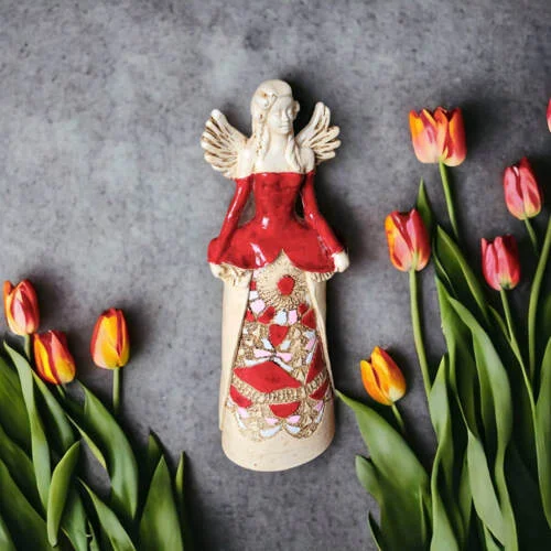 Figurka anioła Anna - rudy brąz -  35 x 15 cm figurka dekoracyjna