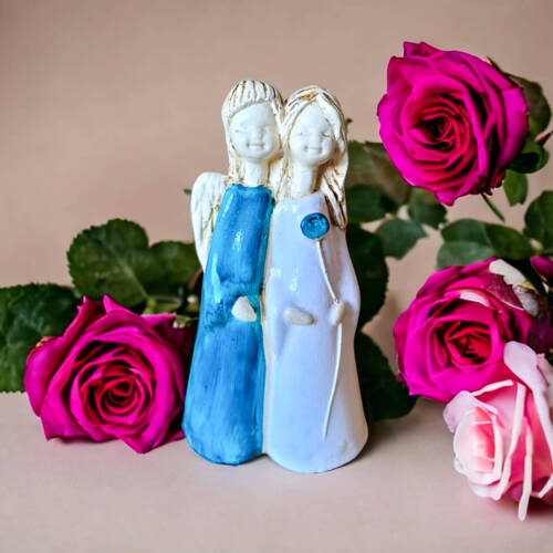 Figurka anioła 633 - turkus -  18 x 10 cm figurka dekoracyjna