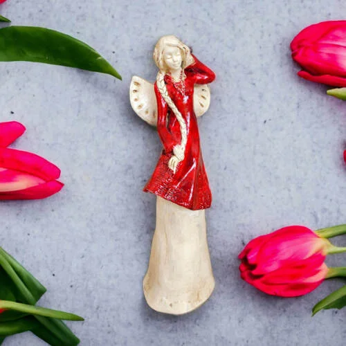 Figurka anioła Arianna - czerwona -  35 x 15 cm figurka dekoracyjna