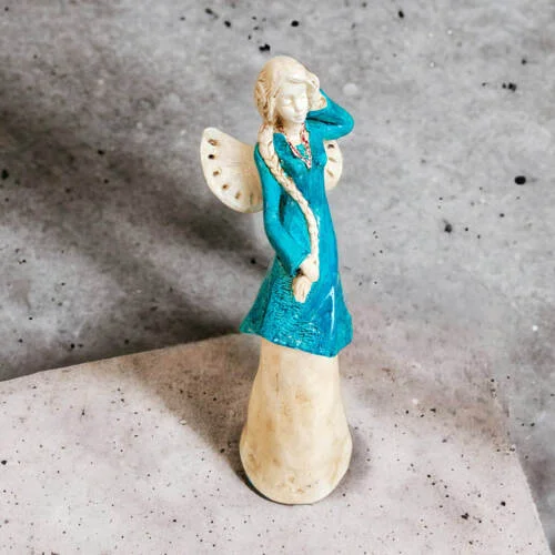 Figurka anioła Arianna - turkus -  35 x 15 cm figurka dekoracyjna