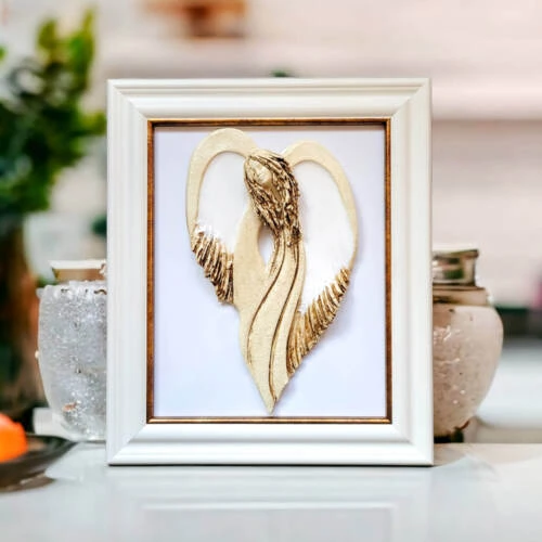 Figurka Anioła Cynthia biała + ramka - wiszące -  30 x 20 cm figurka dekoracyjna