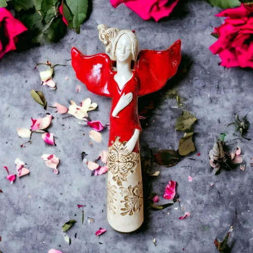 Figurka Anioła Celine - czerwony -  35 x 18 cm figurka dekoracyjna