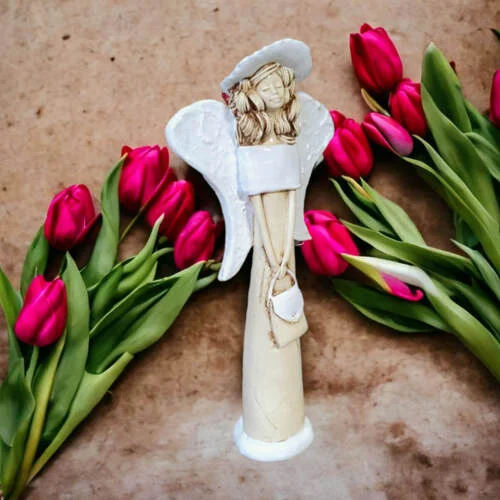 Figurka anioła Coco - biała -  30 x 14 cm figurka dekoracyjna