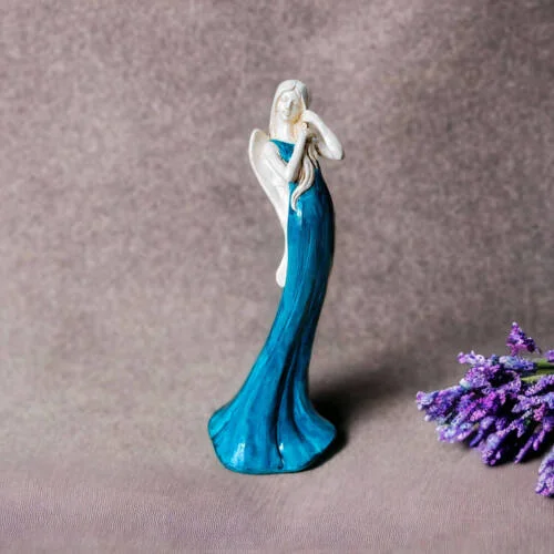 Figurka anioła Elise - turkusowa -  35 x 15 cm figurka dekoracyjna