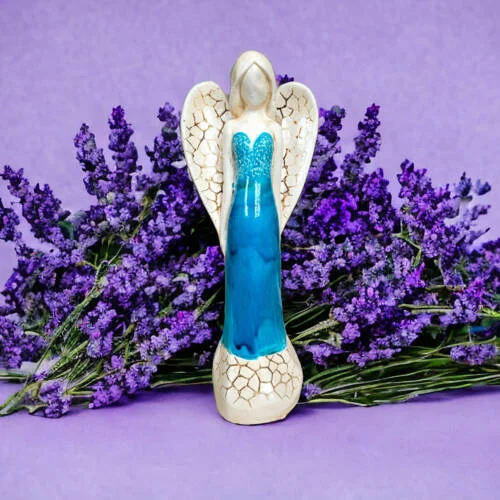 Figurka anioła Emily - turkus -  22 x 9 cm figurka dekoracyjna