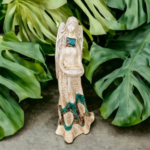 Figurka anioła Genesis - stojąca brąz turkus -  57 x 22 cm figurka dekoracyjna