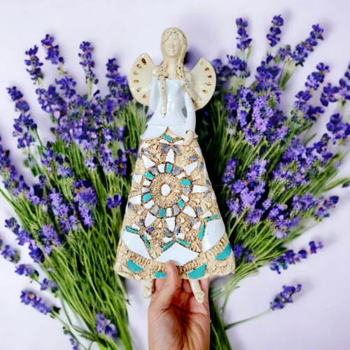 Figurka anioła Heather - biały szary turkus
 -  35 x 15 cm figurka dekoracyjna