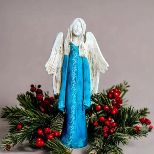 Figurka anioła Julia - turkus -  27 x 14 cm figurka dekoracyjna