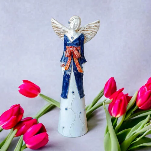 Figurka anioła Liliy - granat z brązem -  35 x 15 cm figurka dekoracyjna