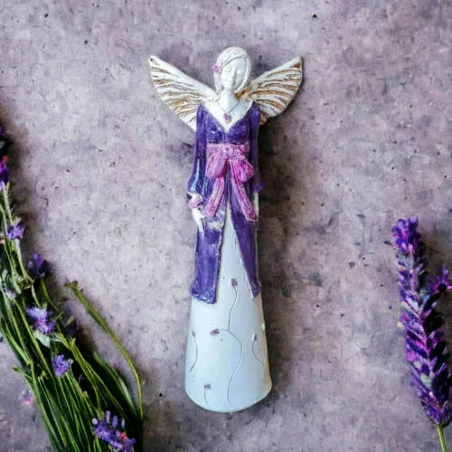 Figurka anioła Lily - fioletowa -  35 x 15 cm figurka dekoracyjna
