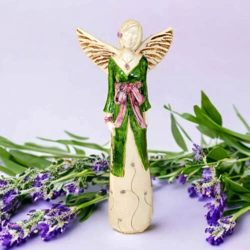 Figurka anioła Lily - zielony fiolet -  35 x 15 cm figurka dekoracyjna