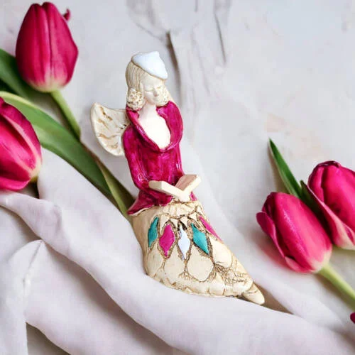 Figurka  anioła Loretta - fiolet -  15 cm figurka dekoracyjna