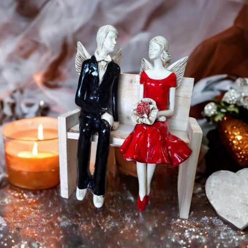 Para Aniołów - czarno czerwone -  20 x 9 cm figurki dekoracyjne 