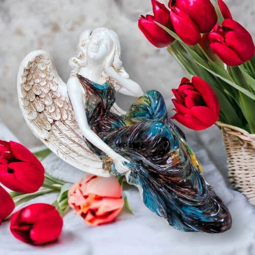 Figurka anioła od Św. Rity - brąz turkus -  47 x 25 cm figurka dekoracyjna