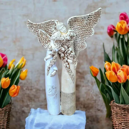 Figurka anioła Romeo i Julia - biało beżowe -  50 x 30 cm figurka dekoracyjna