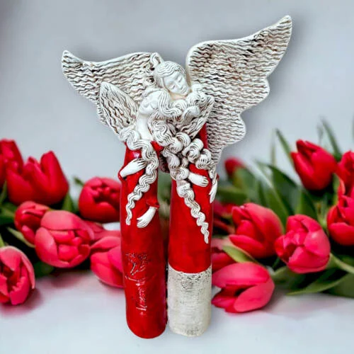 Figurka anioła Romeo i Julia - Czerwone -  50 x 30 cm figurka dekoracyjna
