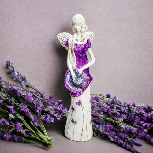 Figurka anioła Sunday Rose - fiolet -  32 x 15 cm figurka dekoracyjna