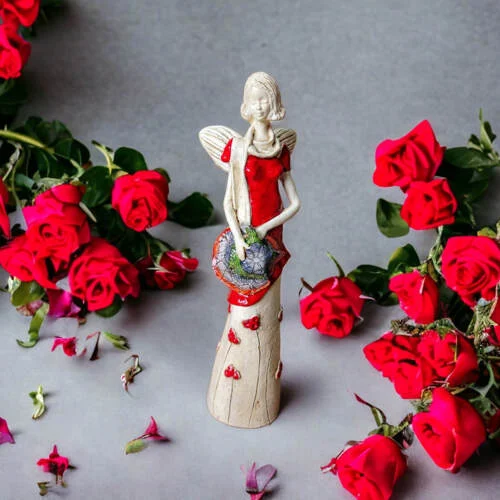 Figurka anioła Sunday Rose - czerwony -  32 x 15 cm figurka dekoracyjna