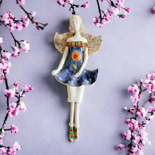 Figurka anioła Theresa - szary -  30 x 14 cm figurka dekoracyjna