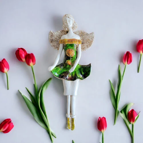 Figurka  anioła Theresa - brąz zielony -  30 x 14 cm figurka dekoracyjna