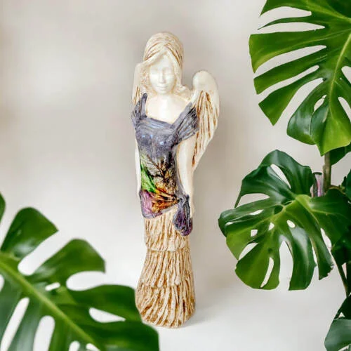 Figurka anioła Victoria Art Leaf- szary -  62 x 19 cm figurka dekoracyjna