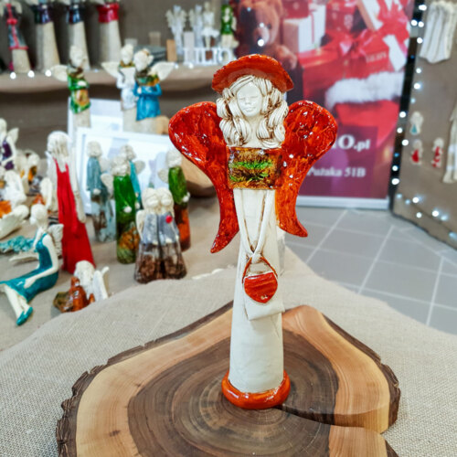 Figurka anioła Coco Art Leaf - ruda -  30 x 14 cm figurka dekoracyjna