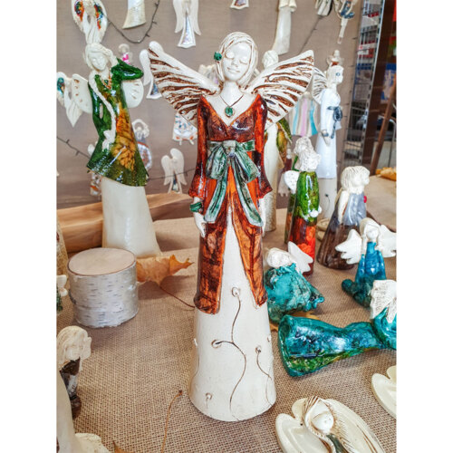 Figurka anioła Lily Leaf - niebieska -  35 x 15 cm figurka dekoracyjna