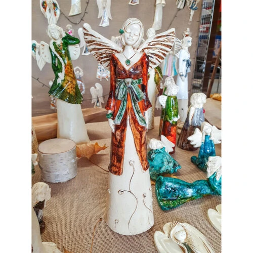 Figurka anioła Lily Leaf - niebieska -  35 x 15 cm figurka dekoracyjna