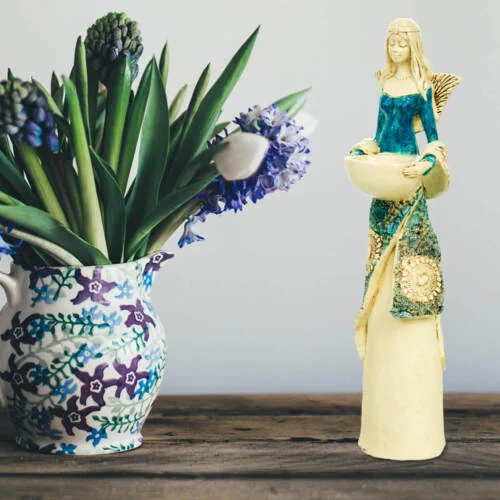 Figurka anioła Florence - turkus jasny -  32 x 15 cm figurka dekoracyjna